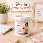 Mug Personnalisé Collègue Femme – Cadeau Départ Collègue – Tasse Collègue Exceptionnelle – Message Personnalisé au Dos – Cadeau Équipe