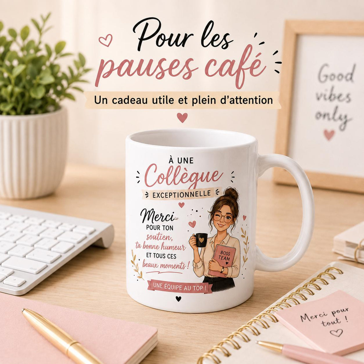 Mug Personnalisé Collègue Femme – Cadeau Départ Collègue – Tasse Collègue Exceptionnelle – Message Personnalisé au Dos – Cadeau Équipe