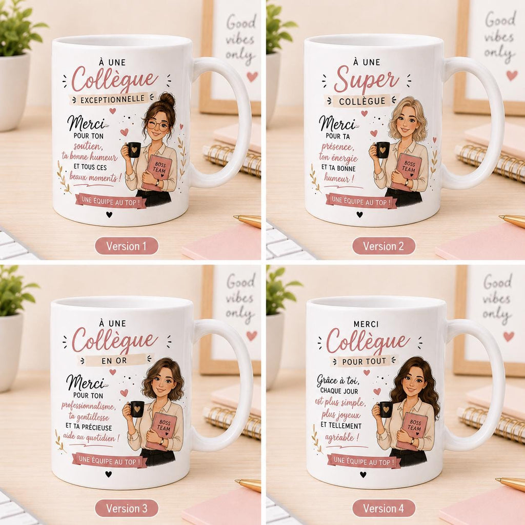 Mug Personnalisé Collègue Femme – Cadeau Départ Collègue – Tasse Collègue Exceptionnelle – Message Personnalisé au Dos – Cadeau Équipe