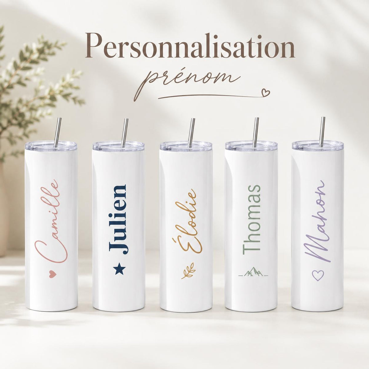Gourde Personnalisée Adulte avec Prénom | Bouteille Personnalisée | Cadeau Femme Homme | Gourde Travail Sport
