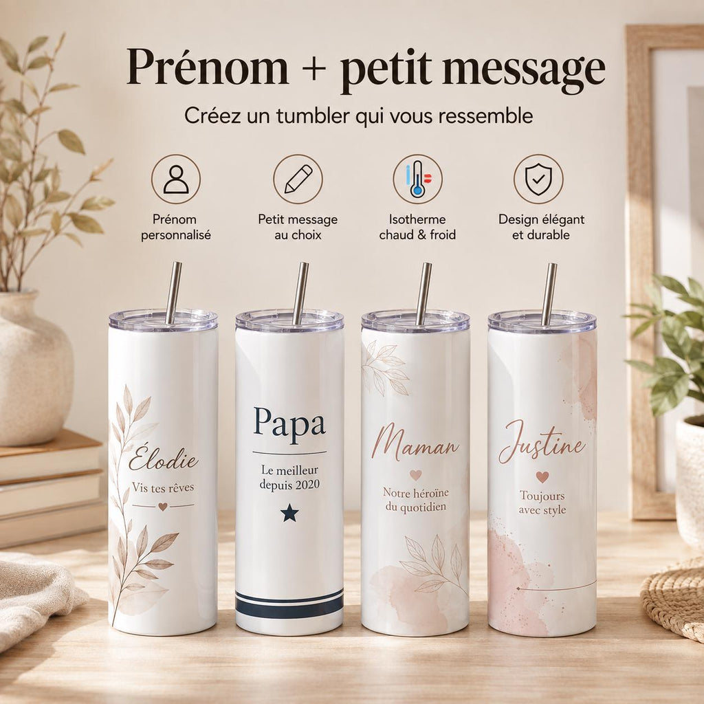 Gourde Personnalisée Adulte avec Prénom | Bouteille Personnalisée | Cadeau Femme Homme | Gourde Travail Sport
