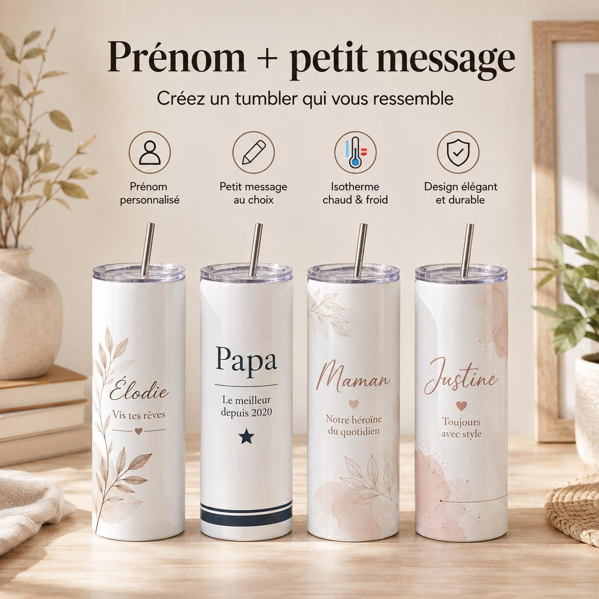 Gourde Personnalisée Adulte avec Prénom | Bouteille Personnalisée | Cadeau Femme Homme | Gourde Travail Sport