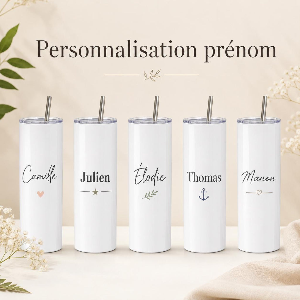 Gourde Personnalisée Adulte avec Prénom | Bouteille Personnalisée | Cadeau Femme Homme | Gourde Travail Sport