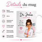 Mug Dentiste Personnalisé avec Prénom, Cadeau Merci Dentiste, Tasse Métier Cabinet Dentaire