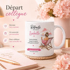 Mug Retraite Femme Personnalisé avec Prénom, Cadeau Retraite Original, Tasse Départ Collègue