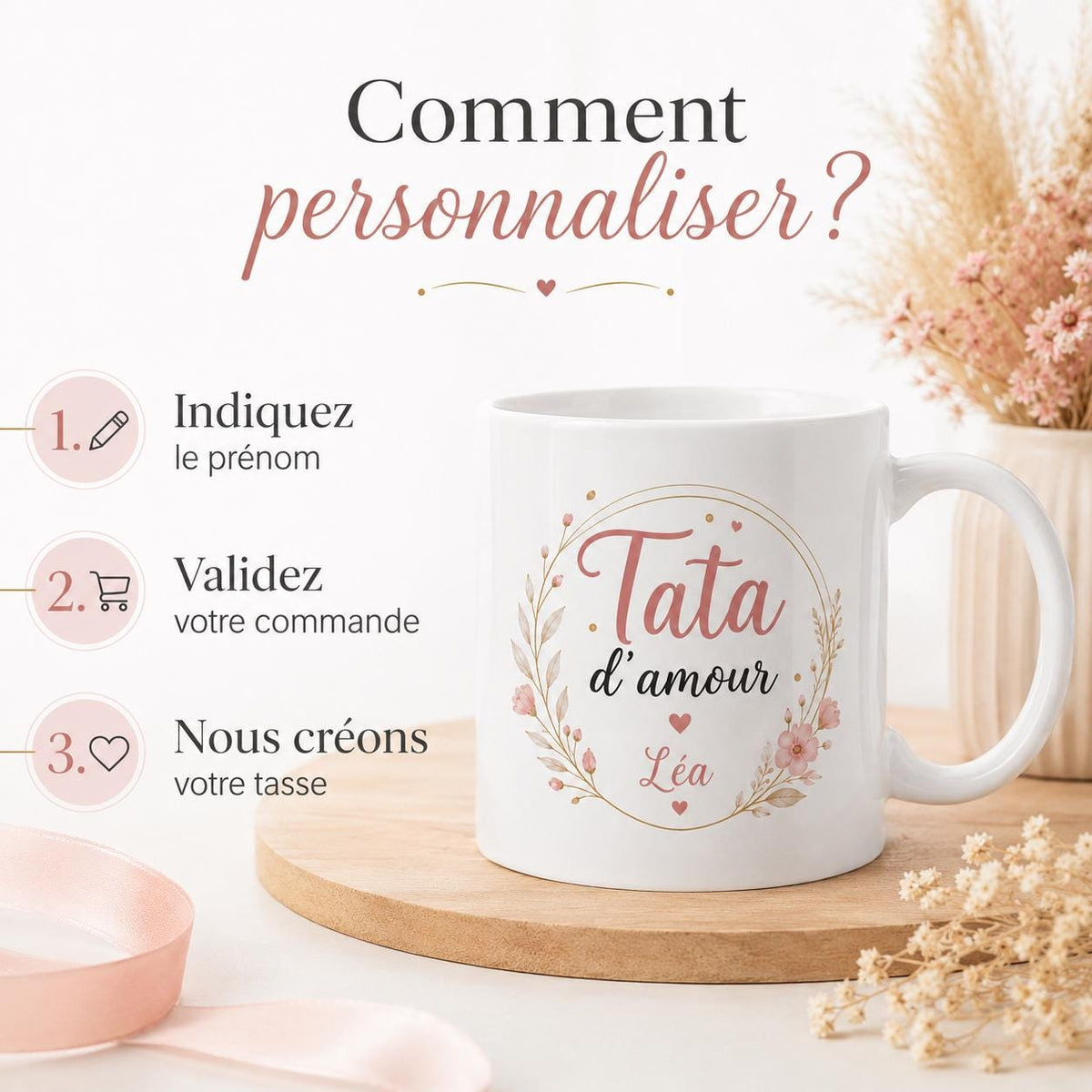 Tasse personnalisée Tata avec prénom – Mug en céramique 325 ml