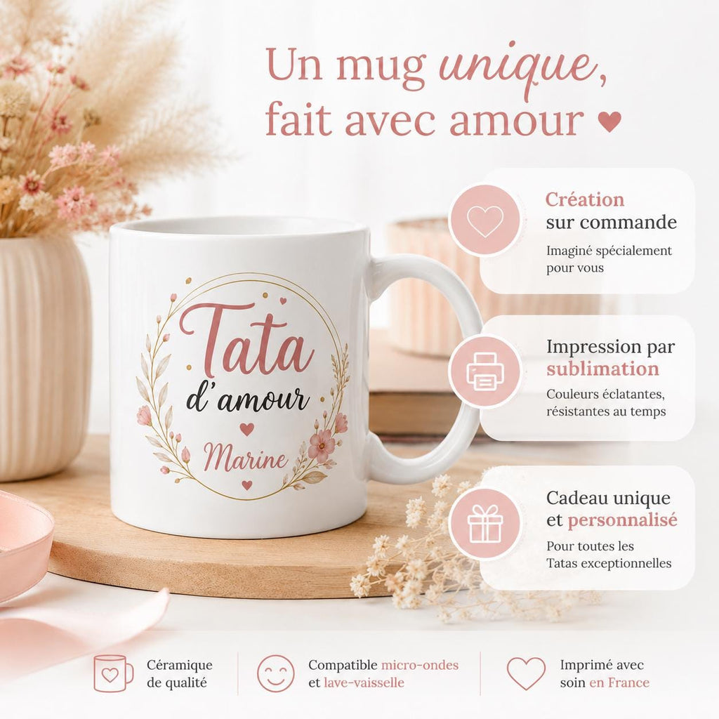 Tasse personnalisée Tata avec prénom – Mug en céramique 325 ml