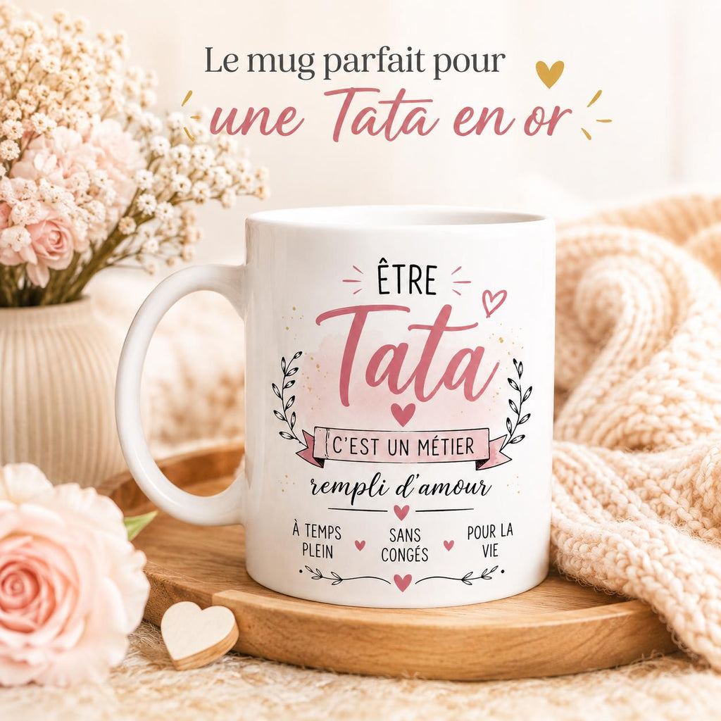 Mug Tata en céramique – Tasse Tata, cadeau Tata original, idée cadeau tante anniversaire Noël