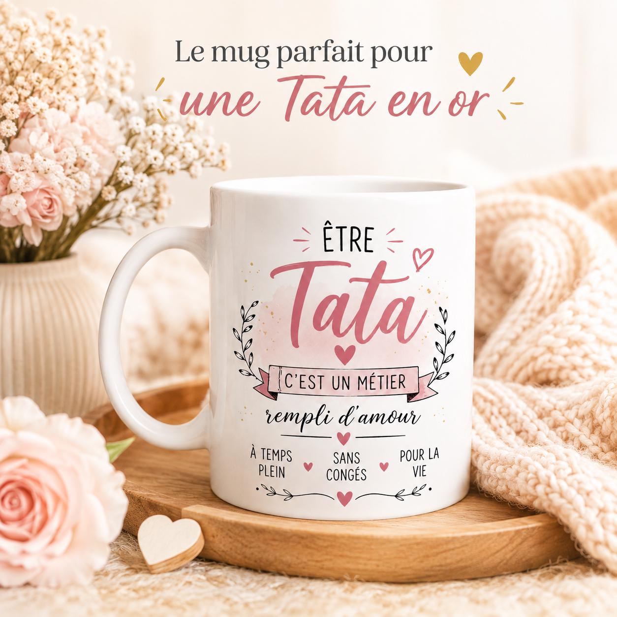 Mug Tata en céramique – Tasse Tata, cadeau Tata original, idée cadeau tante anniversaire Noël