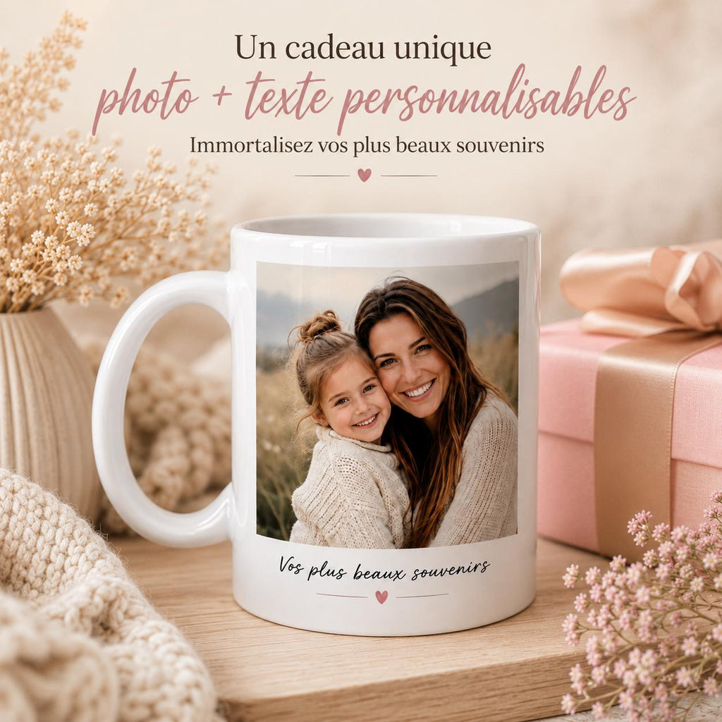 Tasse personnalisée photo et texte – Mug avec photo, cadeau personnalisé anniversaire couple famille - tasse céramique personnalisable