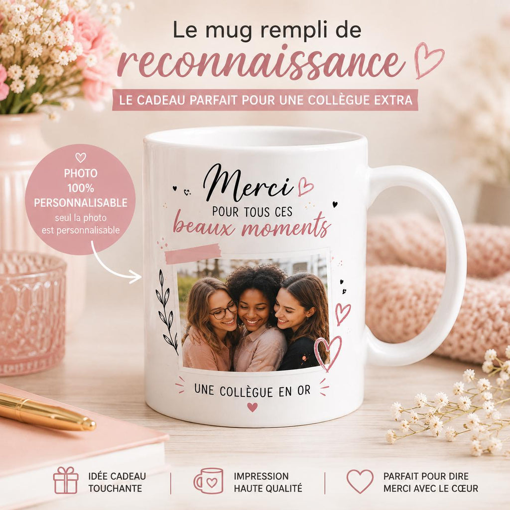 Mug personnalisé collègue avec photo – Tasse personnalisée, cadeau départ collègue, équipe bureau