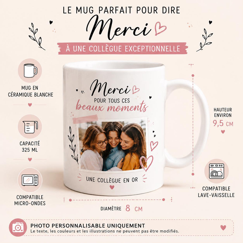 Mug personnalisé collègue avec photo – Tasse personnalisée, cadeau départ collègue, équipe bureau