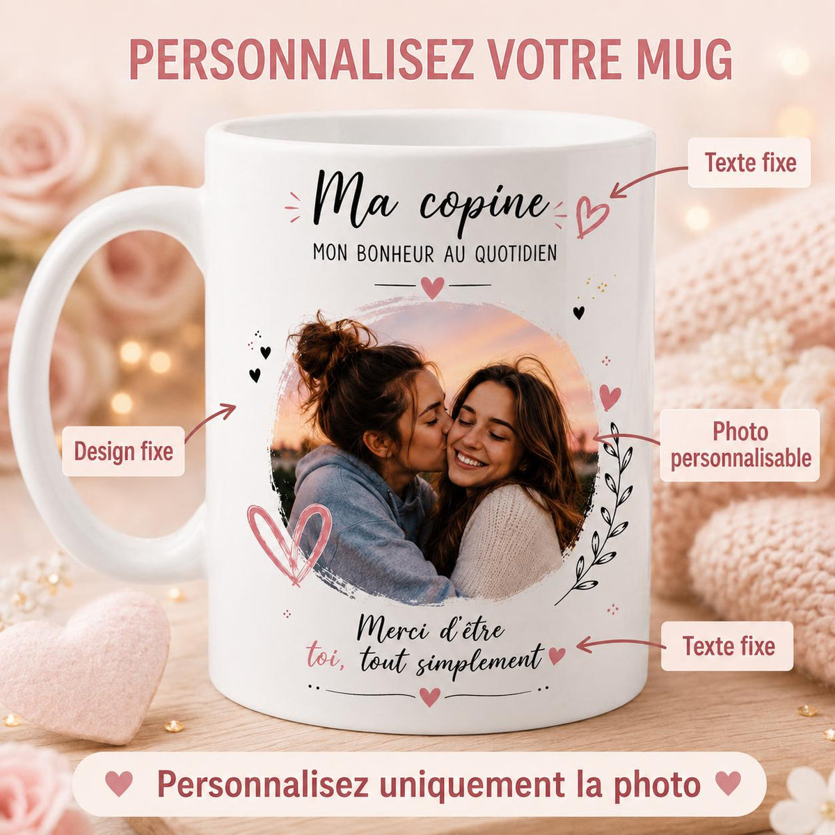 Tasse personnalisée copine avec photo – Mug photo amie, cadeau meilleure amie, anniversaire