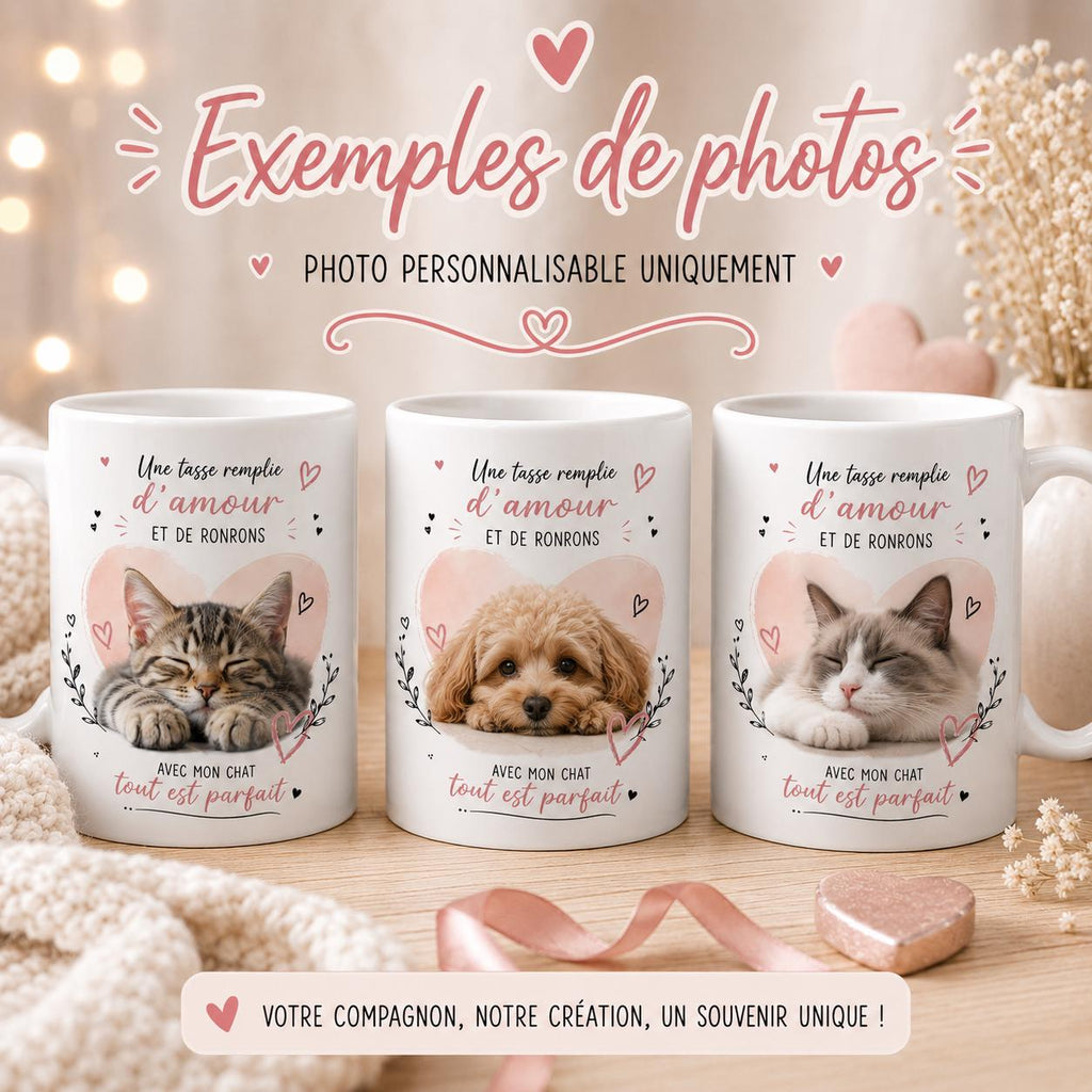 Tasse personnalisée Chat avec photo – Mug photo animal, cadeau amoureux des chats, souvenir personnalisé