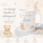 Mug Naissance Personnalisé Bébé avec Prénom, Date, Poids et Taille – Cadeau Naissance Original – Tasse Souvenir Bébé