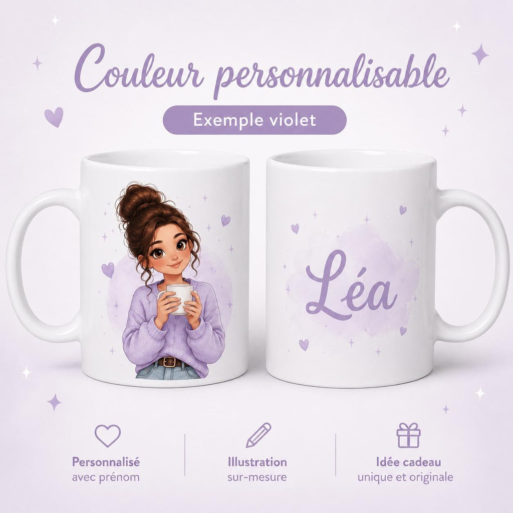 Mug personnalisé prénom et avatar photo – Tasse portrait personnalisée avec visage