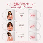 Mug personnalisé prénom et avatar photo – Tasse portrait personnalisée avec visage
