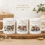Mug personnalisé Papa, Papi ou Grand-Père avec photo et prénoms – Cadeau famille personnalisé