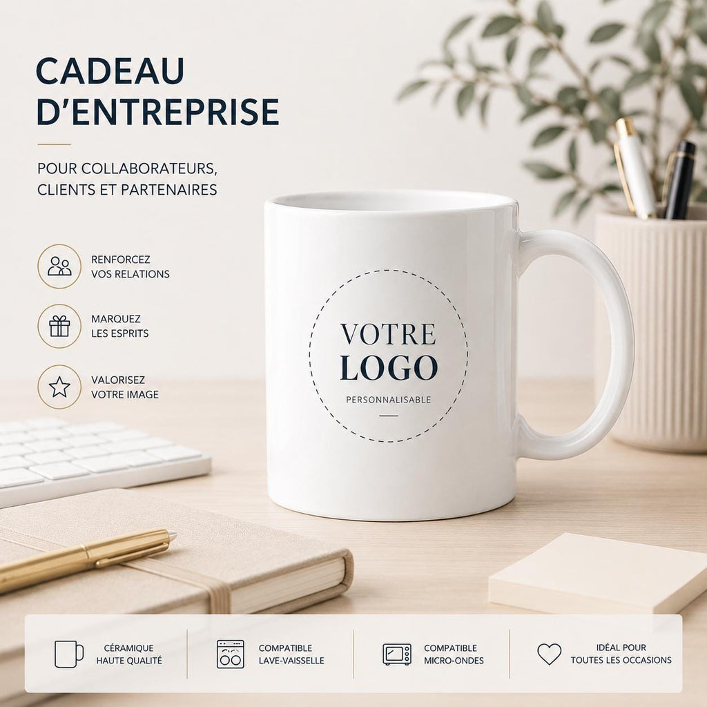 Mug personnalisé avec logo entreprise – Tasse personnalisée 11 oz – Cadeau entreprise et collaborateurs B2B