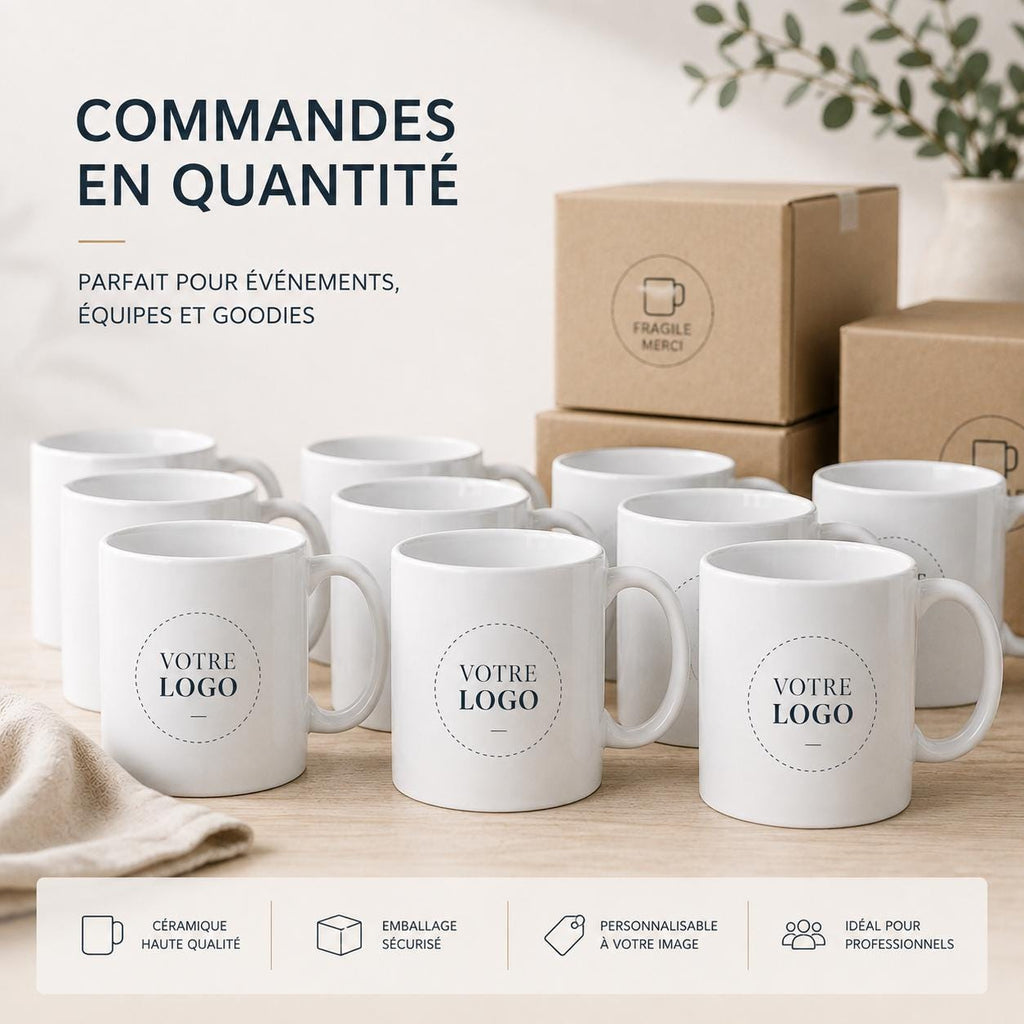 Mug personnalisé avec logo entreprise – Tasse personnalisée 11 oz – Cadeau entreprise et collaborateurs B2B