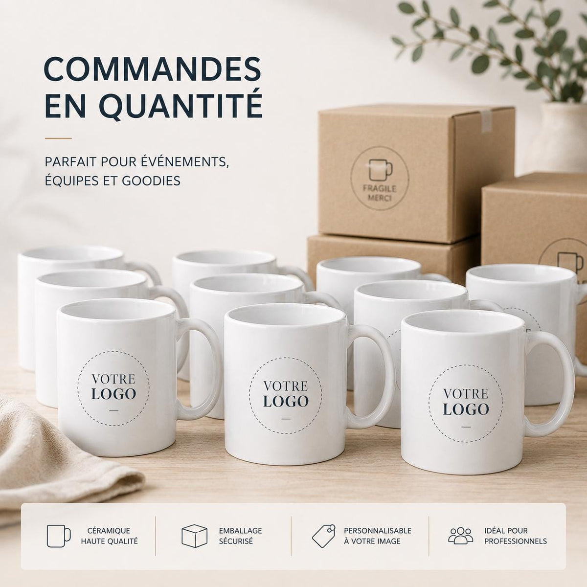 Mug personnalisé avec logo entreprise – Tasse personnalisée 11 oz – Cadeau entreprise et collaborateurs B2B