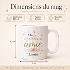 Mug Personnalisé Amie avec Prénom – Cadeau Meilleure Amie – Tasse Personnalisée Amitié – Cadeau Anniversaire Femme Bestie