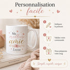 Mug Personnalisé Amie avec Prénom – Cadeau Meilleure Amie – Tasse Personnalisée Amitié – Cadeau Anniversaire Femme Bestie