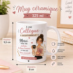 Mug Personnalisé Collègue Femme – Cadeau Départ Collègue – Tasse Collègue Exceptionnelle – Message Personnalisé au Dos – Cadeau Équipe
