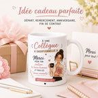 Mug Personnalisé Collègue Femme – Cadeau Départ Collègue – Tasse Collègue Exceptionnelle – Message Personnalisé au Dos – Cadeau Équipe