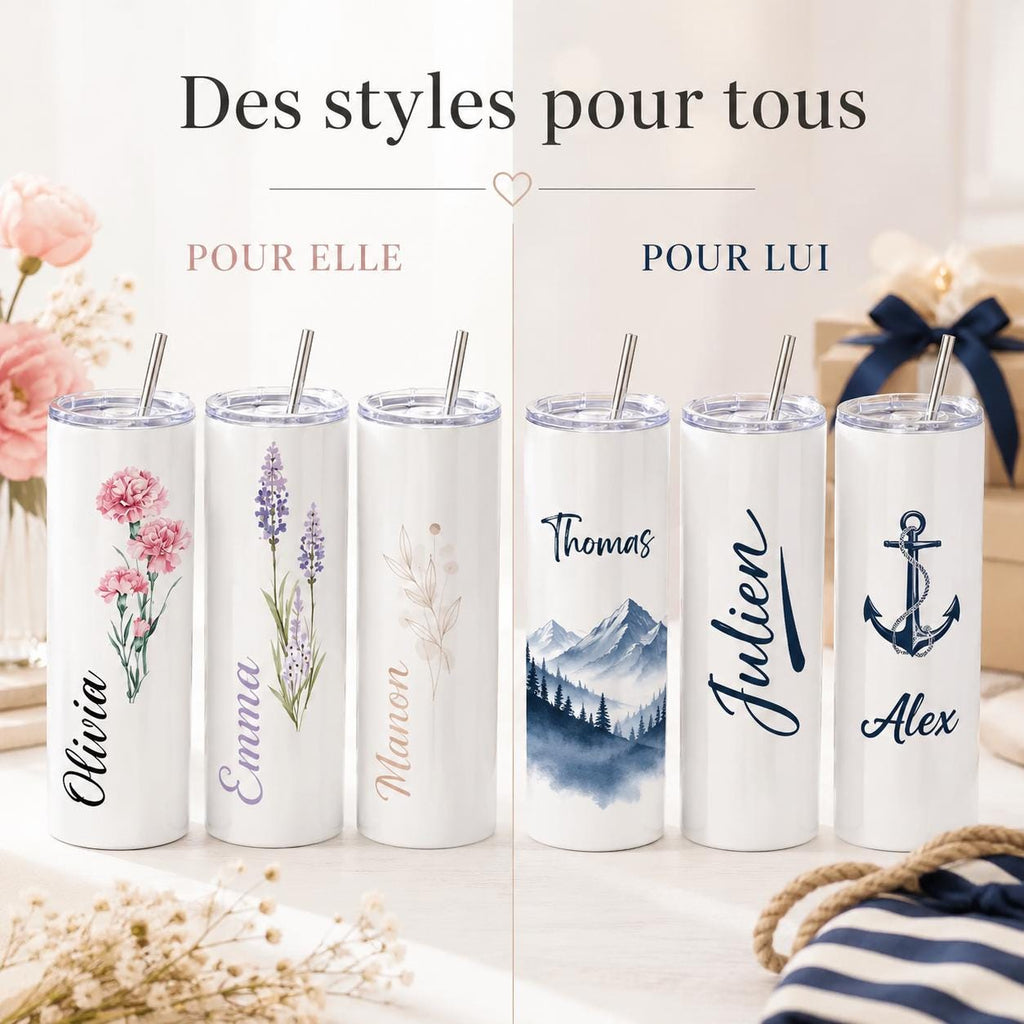 Gourde Personnalisée Adulte avec Prénom | Bouteille Personnalisée | Cadeau Femme Homme | Gourde Travail Sport