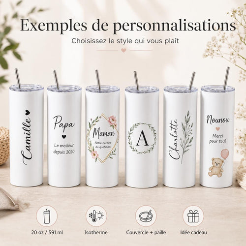 Gourde Personnalisée Adulte avec Prénom | Bouteille Personnalisée | Cadeau Femme Homme | Gourde Travail Sport