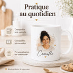 Mug personnalisé prénom et photo – Tasse avatar sur mesure – Cadeau original femme homme anniversaire