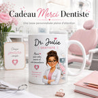 Mug Dentiste Personnalisé avec Prénom, Cadeau Merci Dentiste, Tasse Métier Cabinet Dentaire