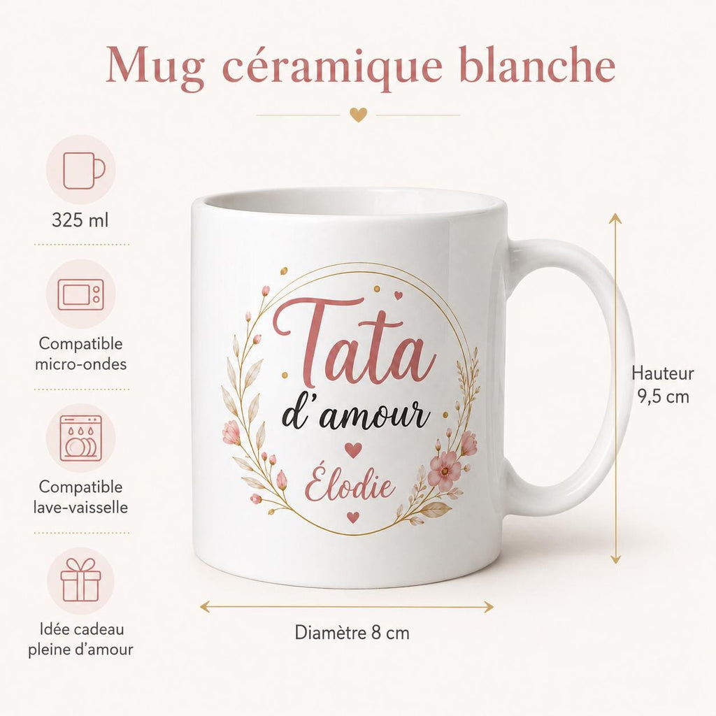 Tasse personnalisée Tata avec prénom – Mug en céramique 325 ml