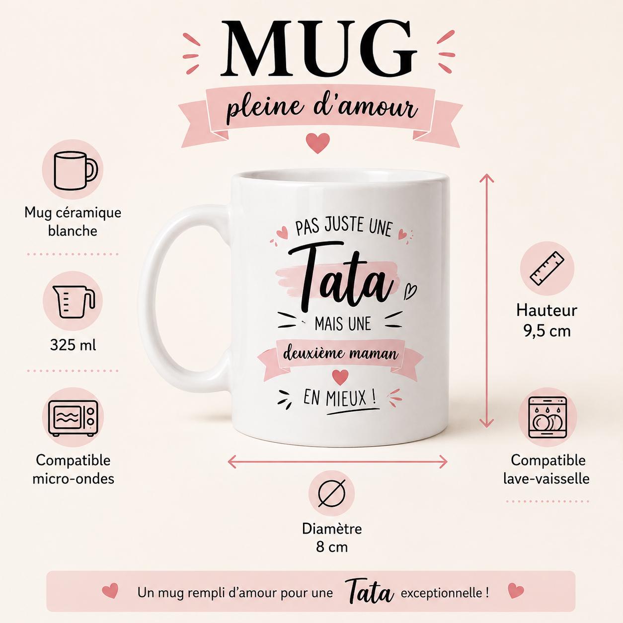 Tasse personnalisée Tata – Mug avec prénom, cadeau original pour une tata