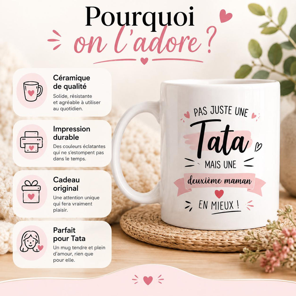 Tasse personnalisée Tata – Mug avec prénom, cadeau original pour une tata