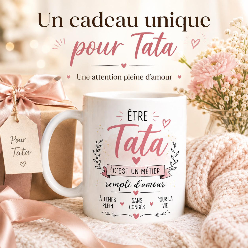 Mug Tata en céramique – Tasse Tata, cadeau Tata original, idée cadeau tante anniversaire Noël