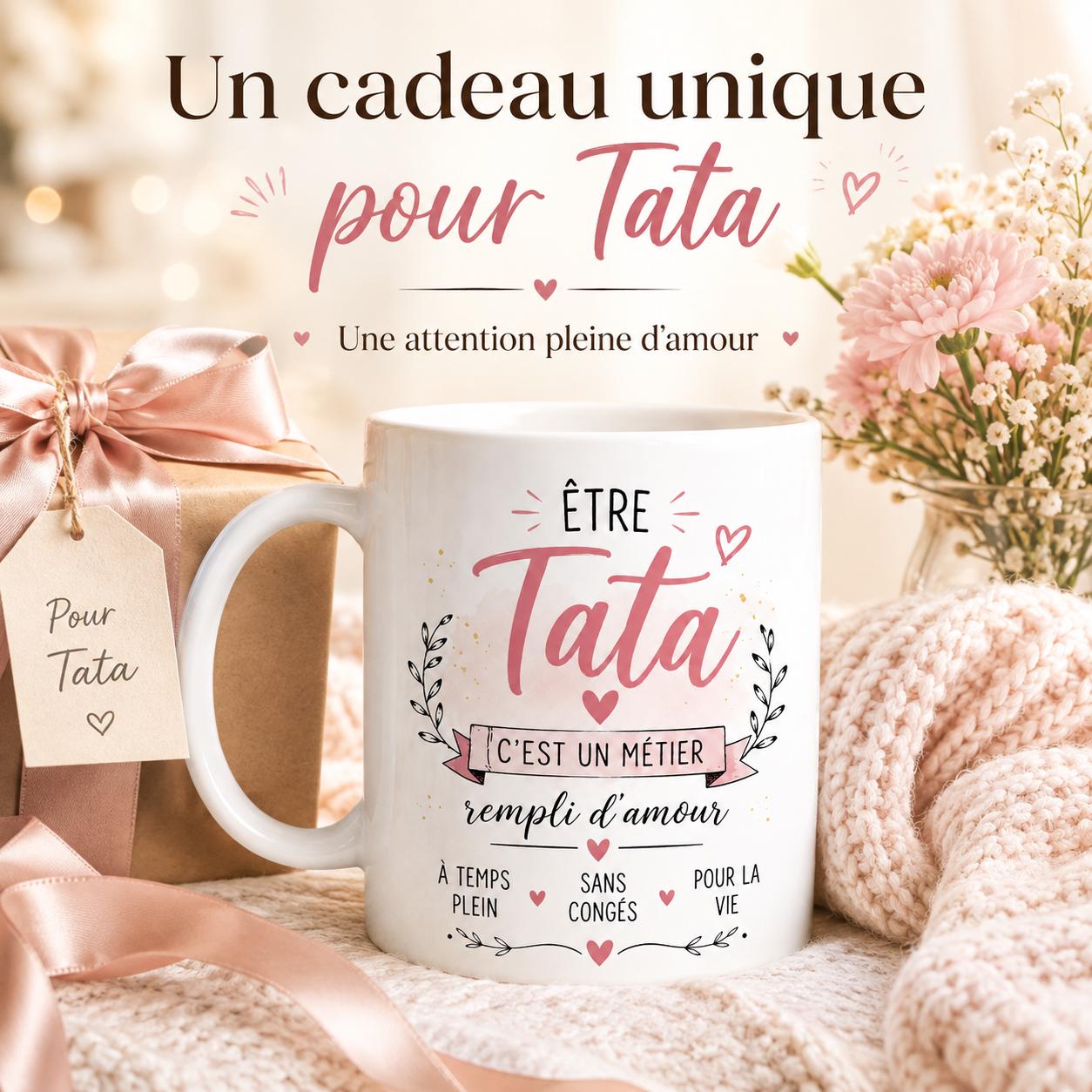 Mug Tata en céramique – Tasse Tata, cadeau Tata original, idée cadeau tante anniversaire Noël