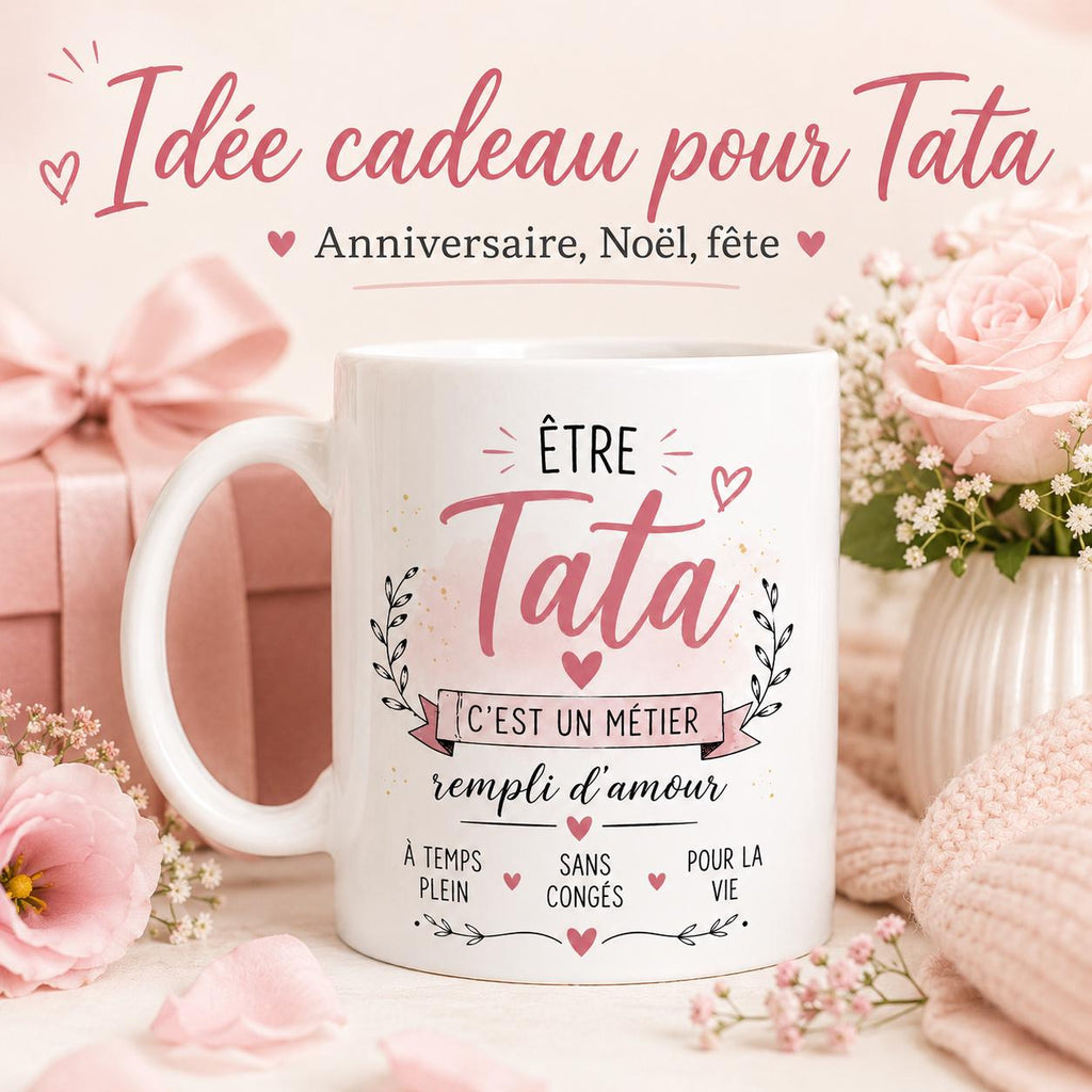 Mug Tata en céramique – Tasse Tata, cadeau Tata original, idée cadeau tante anniversaire Noël