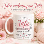 Mug Tata en céramique – Tasse Tata, cadeau Tata original, idée cadeau tante anniversaire Noël