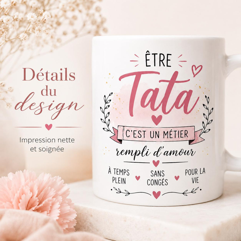 Mug Tata en céramique – Tasse Tata, cadeau Tata original, idée cadeau tante anniversaire Noël
