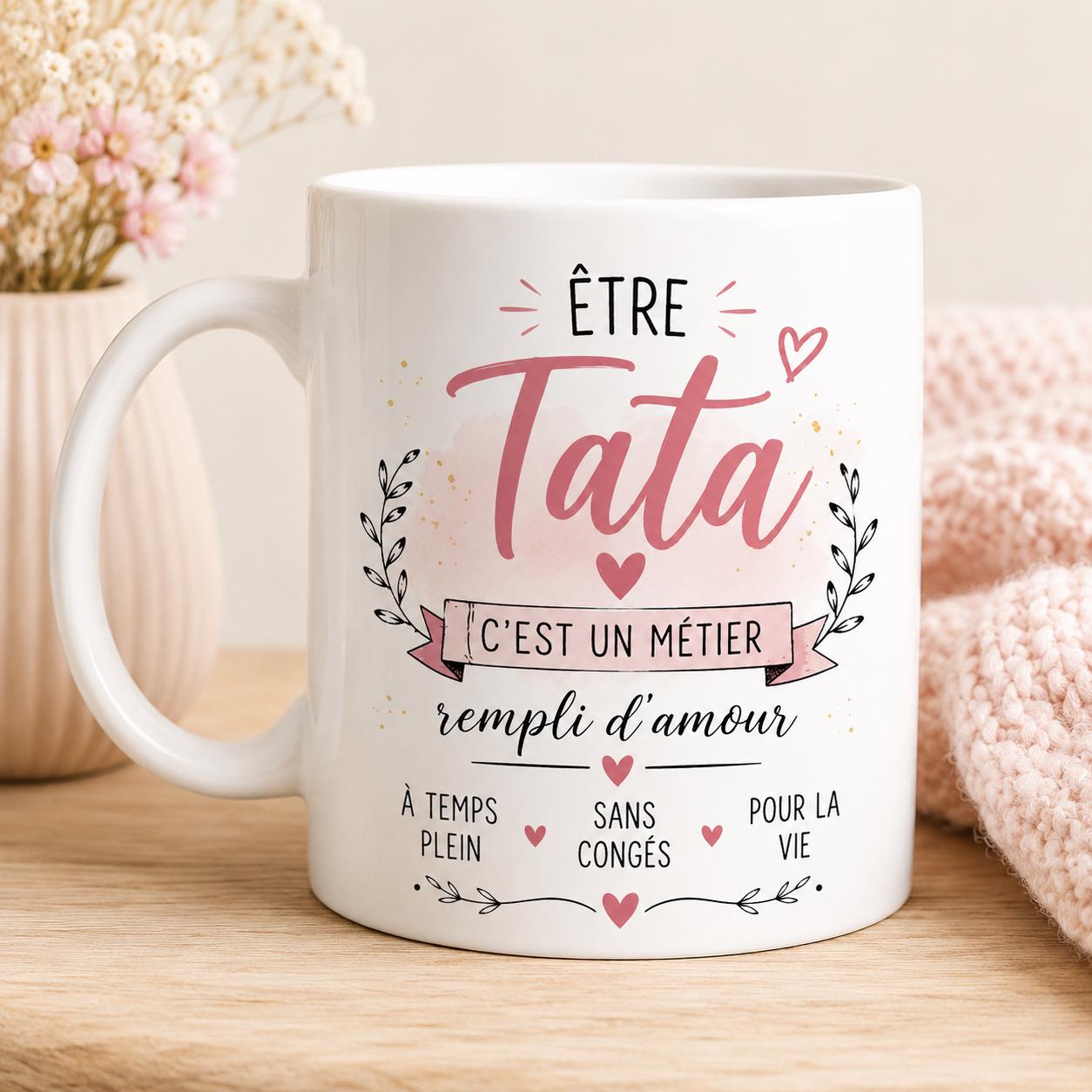 Mug Tata en céramique – Tasse Tata, cadeau Tata original, idée cadeau tante anniversaire Noël