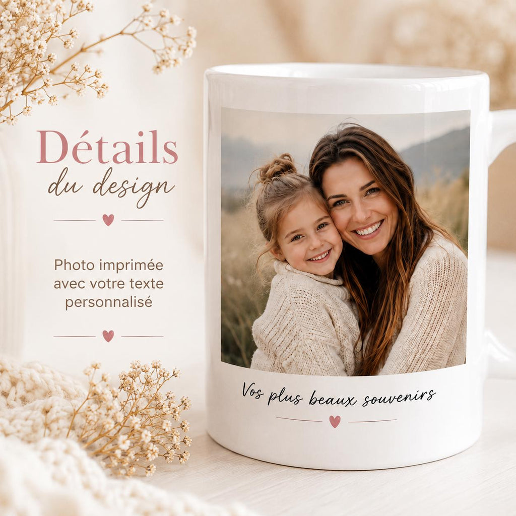 Tasse personnalisée photo et texte – Mug avec photo, cadeau personnalisé anniversaire couple famille - tasse céramique personnalisable