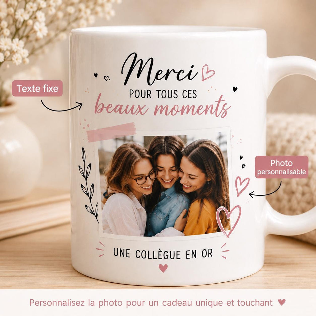 Mug personnalisé collègue avec photo – Tasse personnalisée, cadeau départ collègue, équipe bureau