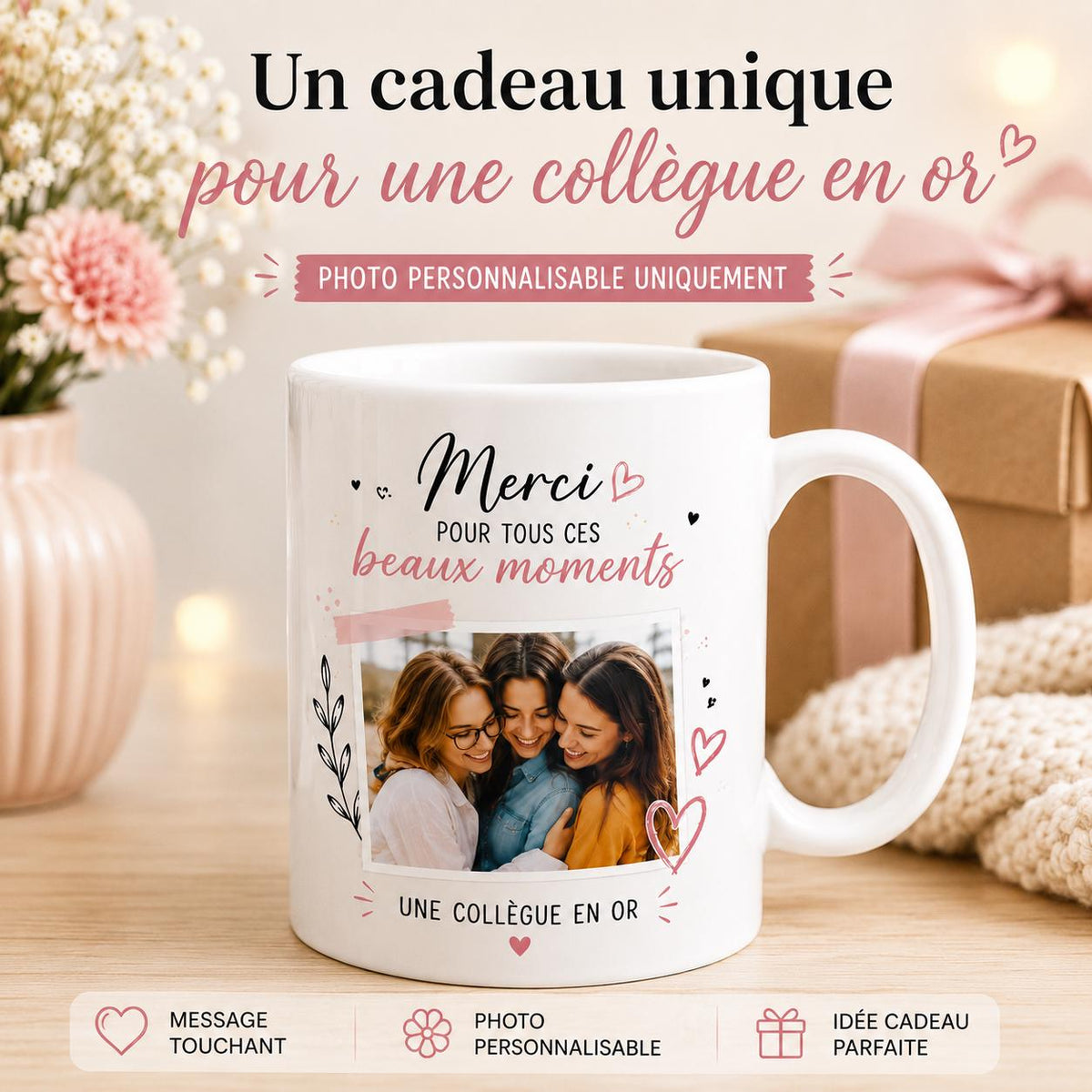 Mug personnalisé collègue avec photo – Tasse personnalisée, cadeau départ collègue, équipe bureau