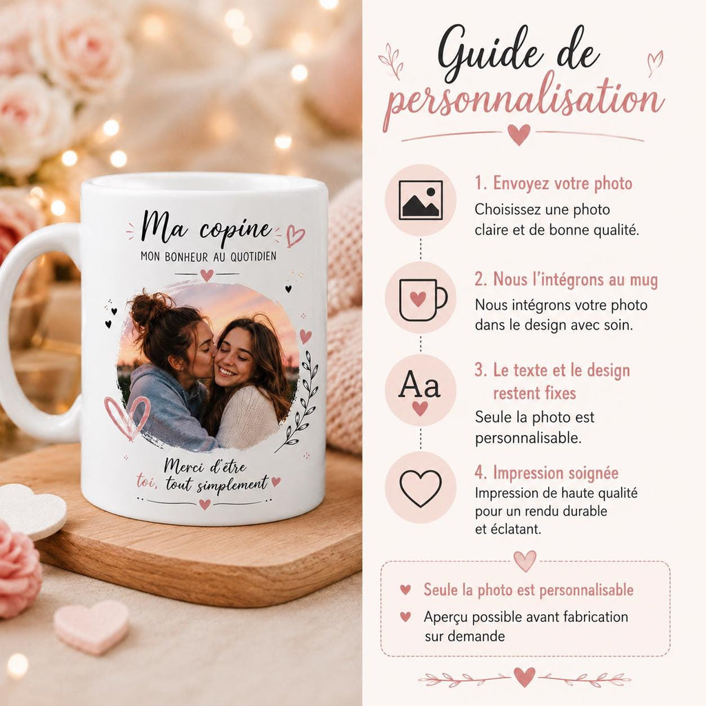 Tasse personnalisée copine avec photo – Mug photo amie, cadeau meilleure amie, anniversaire
