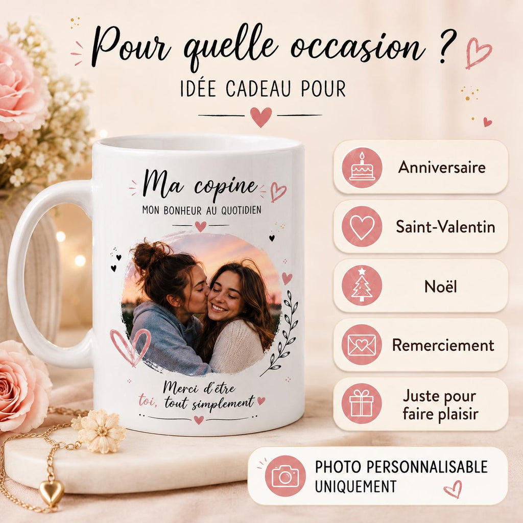 Tasse personnalisée copine avec photo – Mug photo amie, cadeau meilleure amie, anniversaire