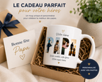 Mug Fête des Pères personnalisé photo dans un coffret cadeau avec carte Bonne fête Papa