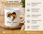 Mug Fête des Pères personnalisé photo Mon héros avec caractéristiques et idée cadeau papa