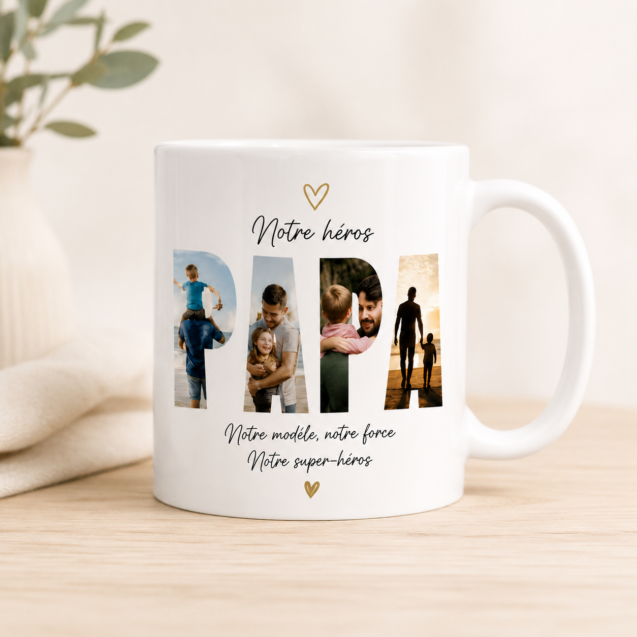 Mug photo Papa héros personnalisé pour la Fête des Pères
